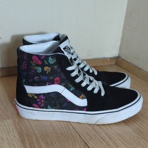 Vans Women's Black Floral High-Top Sneakers